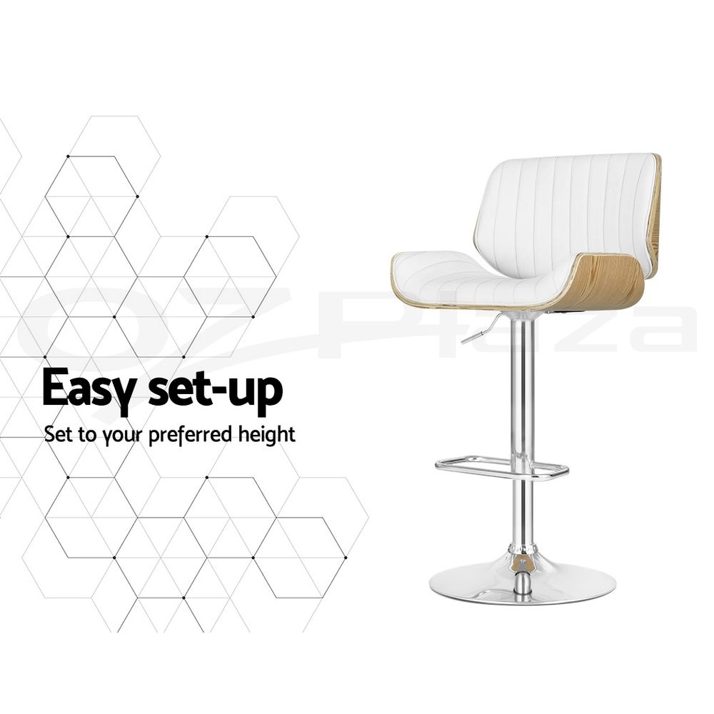 Artiss 3x Bar Stools Counter Chairs Adjustable Swivel PU Leather Galina White-Furniture > Bar Stools &amp; Chairs > Table &amp; Bar Stools-PEROZ Accessories
