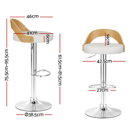 Artiss 2x Bar Stools Adjustable Leather Padded White-Furniture &gt; Bar Stools &amp; Chairs-PEROZ Accessories