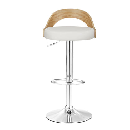 Artiss 2x Bar Stools Adjustable Leather Padded White-Furniture &gt; Bar Stools &amp; Chairs-PEROZ Accessories