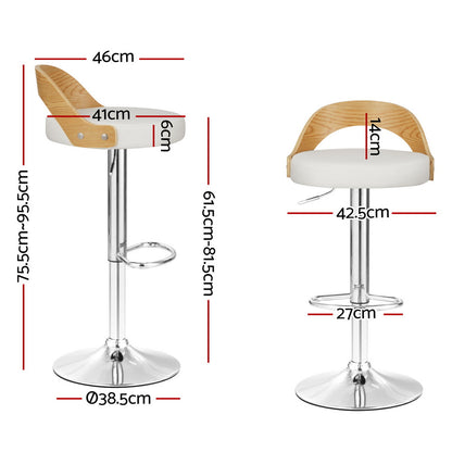 Artiss 4x Bar Stools Adjustable Leather Padded White-Furniture &gt; Bar Stools &amp; Chairs &gt; Arm Chairs &amp; Recliners-PEROZ Accessories