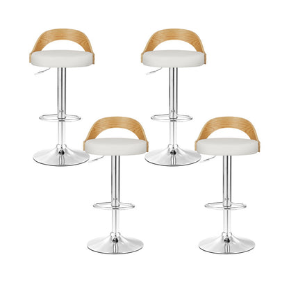 Artiss 4x Bar Stools Adjustable Leather Padded White-Furniture &gt; Bar Stools &amp; Chairs &gt; Arm Chairs &amp; Recliners-PEROZ Accessories
