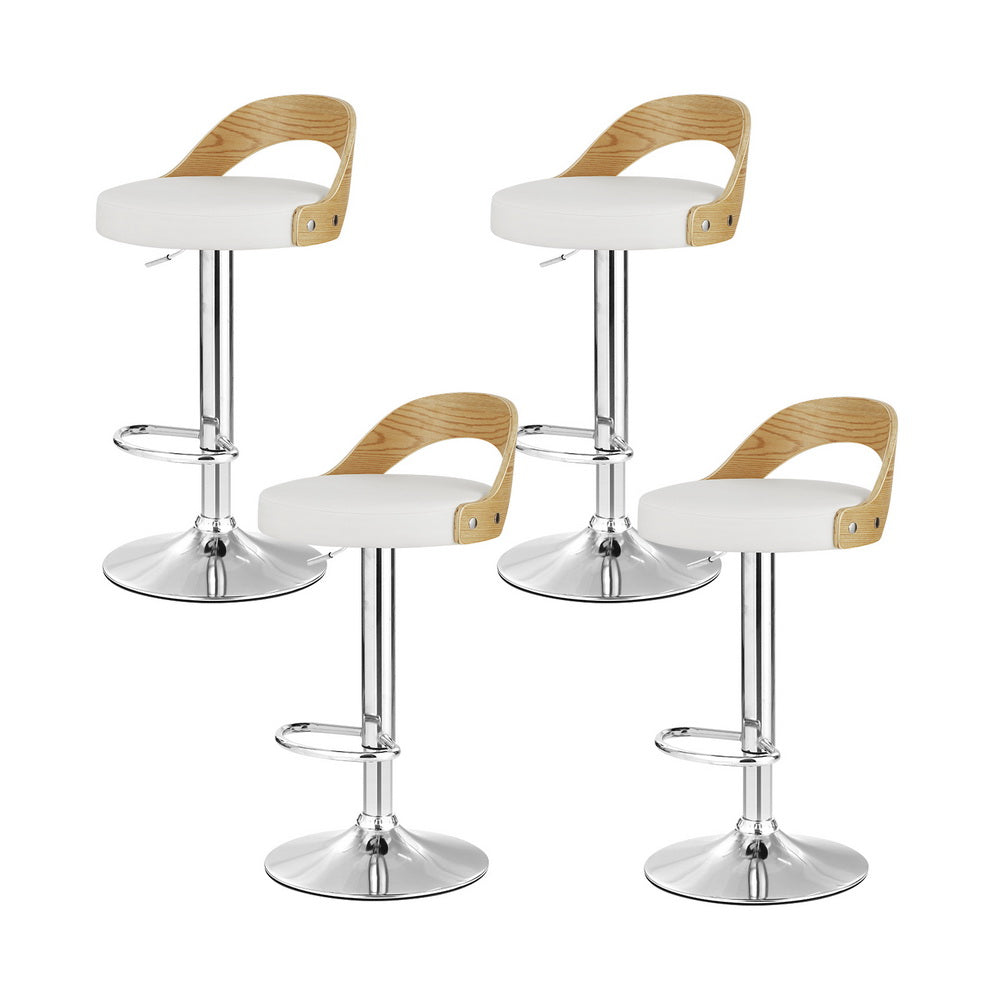 Artiss 4x Bar Stools Adjustable Leather Padded White-Furniture &gt; Bar Stools &amp; Chairs &gt; Arm Chairs &amp; Recliners-PEROZ Accessories