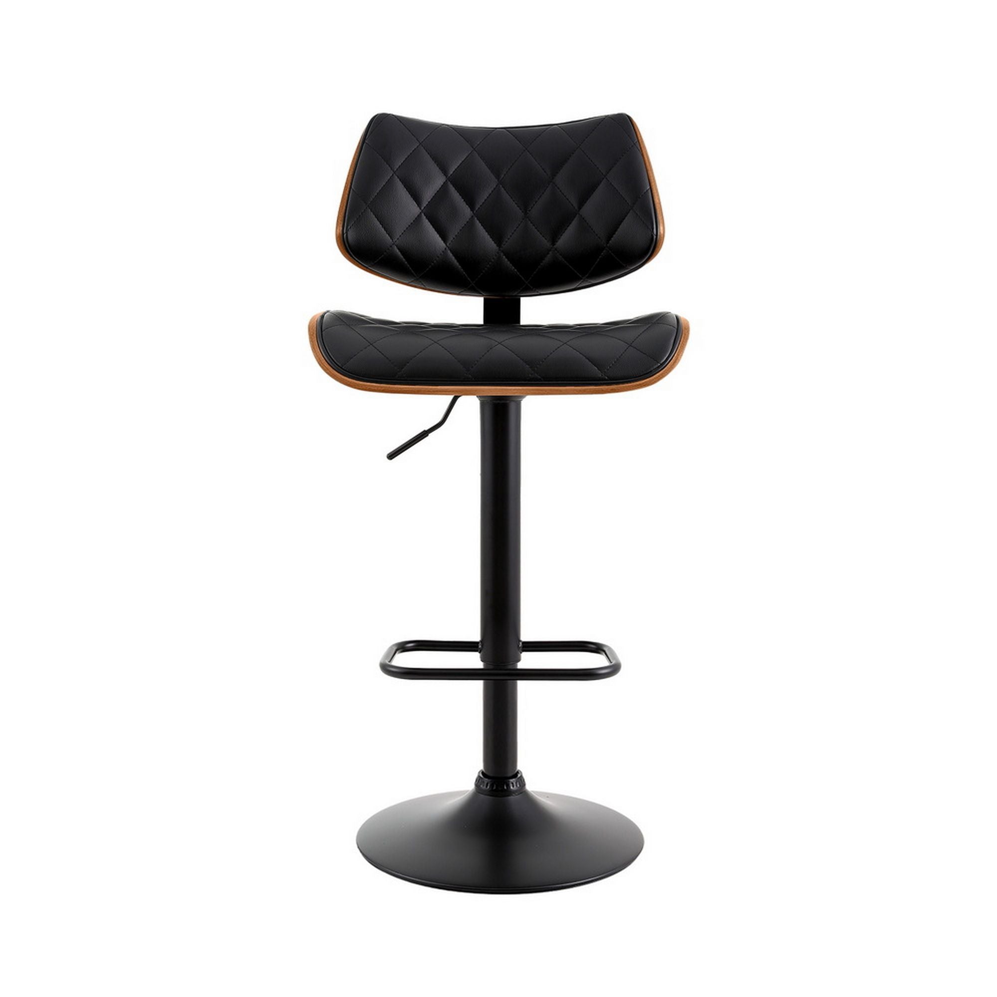 Artiss Bar Stools Kitchen Dining Chairs Gas Lift Stool Wooden Leather Black-Furniture > Bar Stools &amp; Chairs-PEROZ Accessories