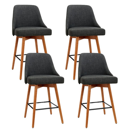 Artiss 4x Bar Stools Swivel Seat Wooden Charcoal-Furniture &gt; Bar Stools &amp; Chairs-PEROZ Accessories