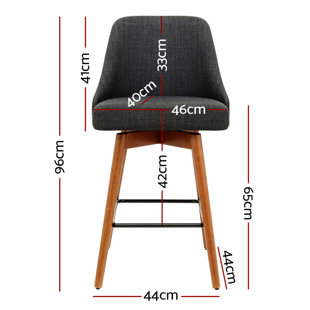 Artiss 4x Bar Stools Swivel Seat Wooden Charcoal-Furniture &gt; Bar Stools &amp; Chairs-PEROZ Accessories