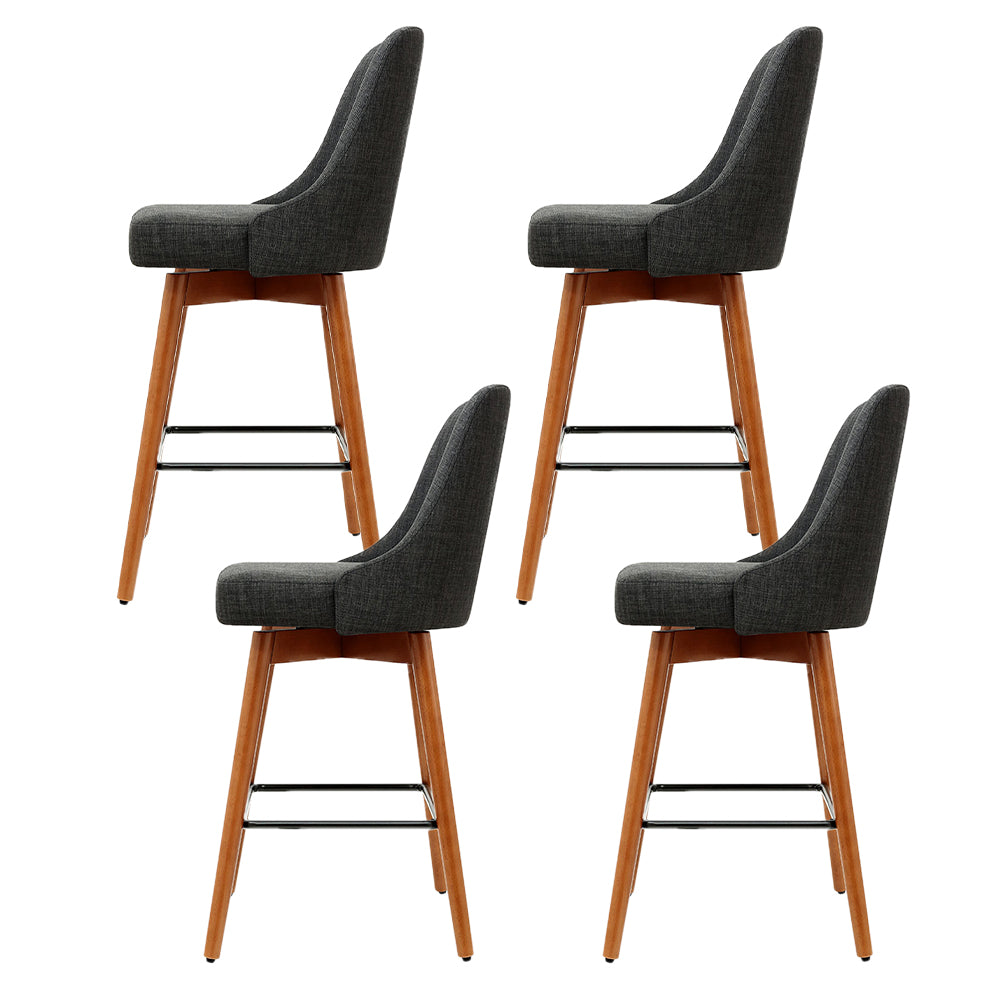 Artiss 4x Bar Stools Swivel Seat Wooden Charcoal-Furniture &gt; Bar Stools &amp; Chairs-PEROZ Accessories