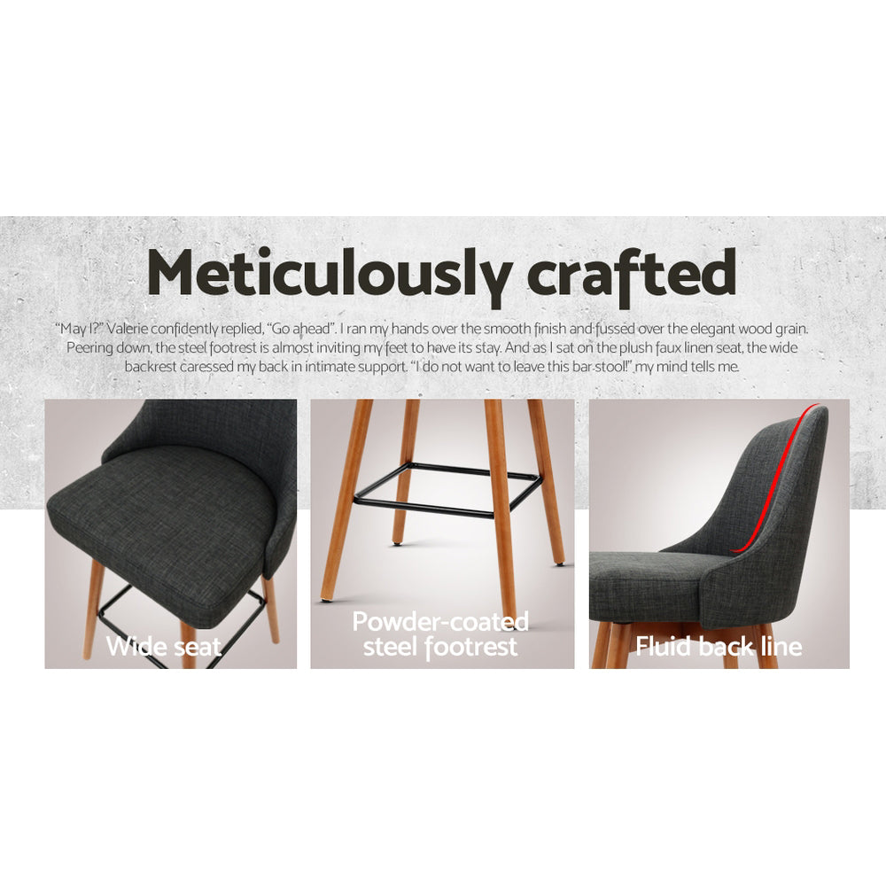 Artiss 4x Bar Stools Swivel Seat Wooden Charcoal-Furniture &gt; Bar Stools &amp; Chairs-PEROZ Accessories