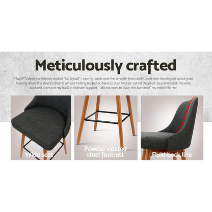 Artiss 4x Bar Stools Swivel Seat Wooden Charcoal-Furniture &gt; Bar Stools &amp; Chairs-PEROZ Accessories