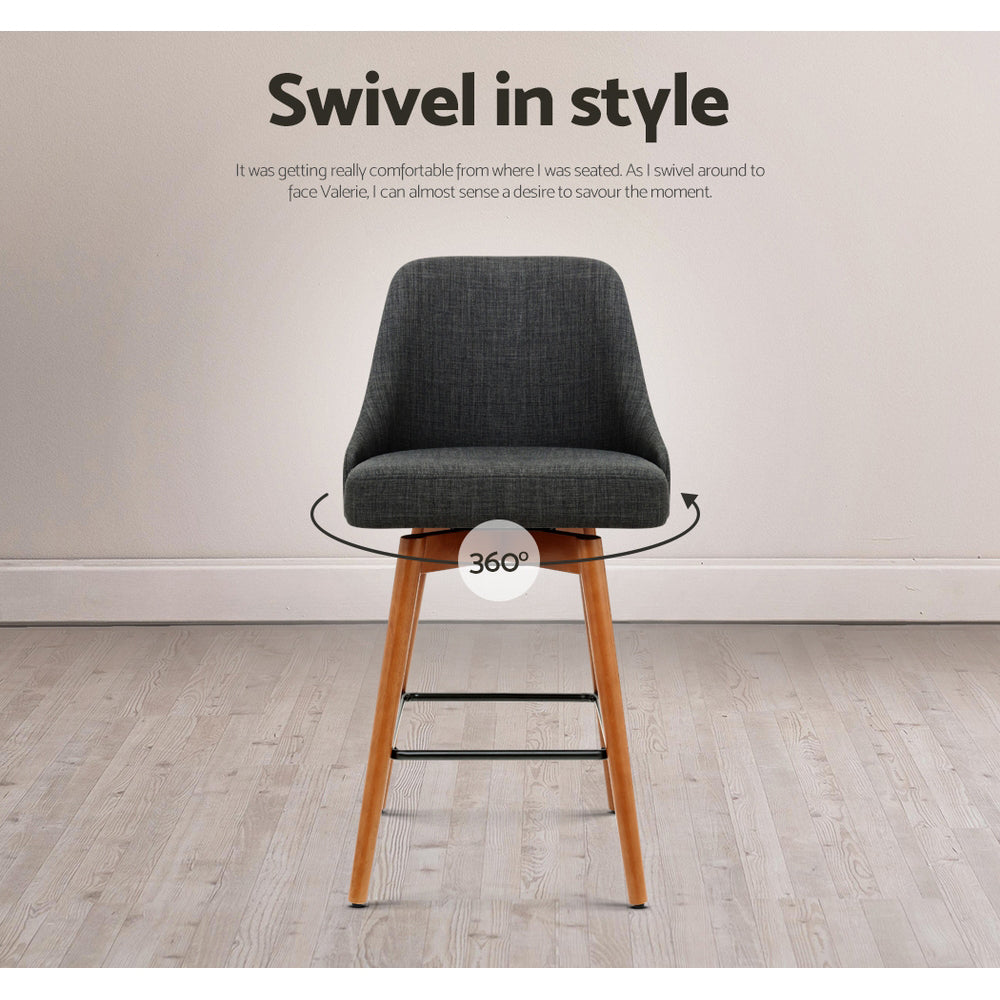 Artiss 4x Bar Stools Swivel Seat Wooden Charcoal-Furniture &gt; Bar Stools &amp; Chairs-PEROZ Accessories