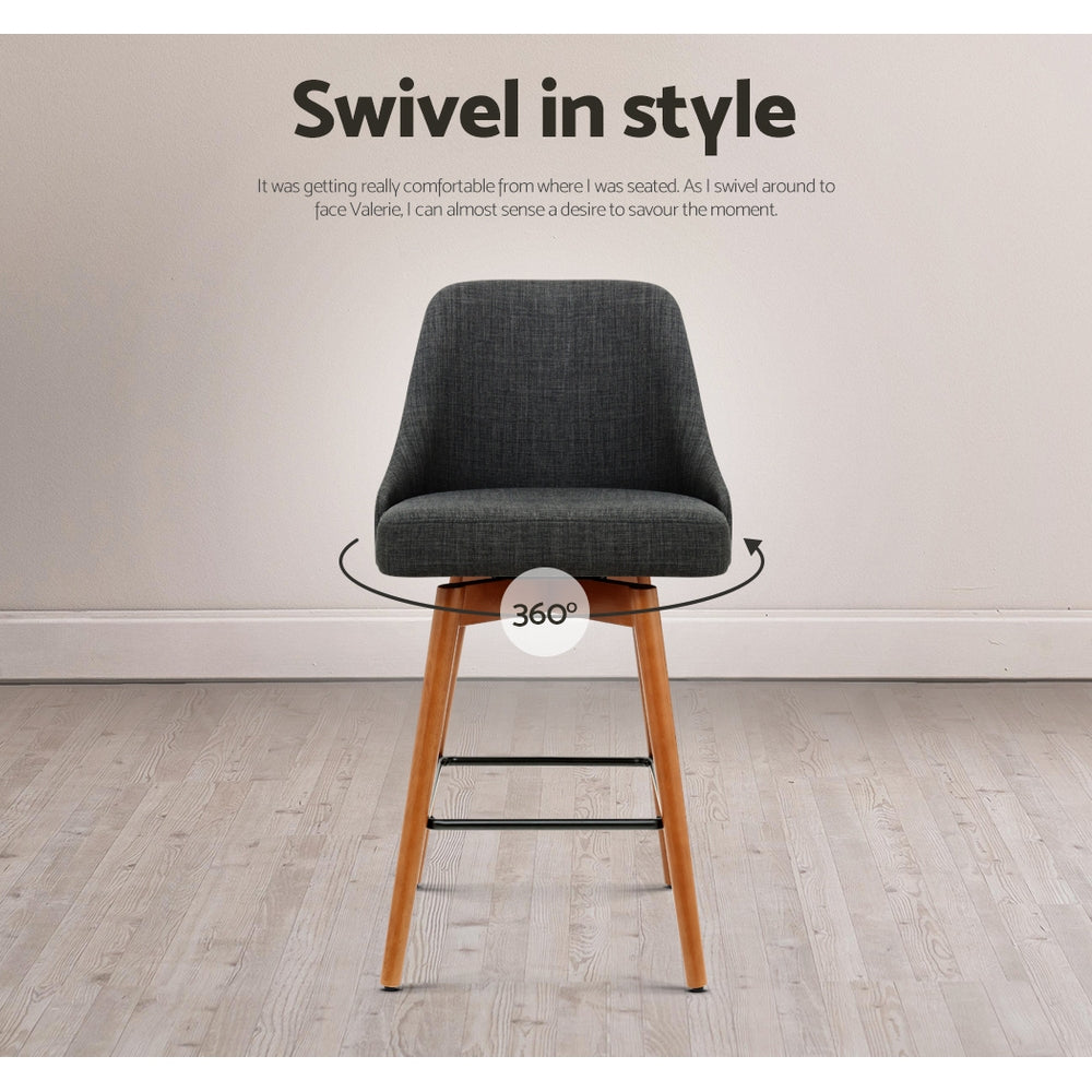 Artiss 4x Bar Stools Swivel Seat Wooden Charcoal-Furniture &gt; Bar Stools &amp; Chairs-PEROZ Accessories