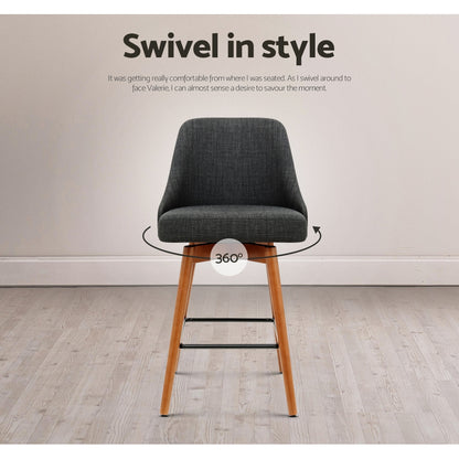 Artiss 4x Bar Stools Swivel Seat Wooden Charcoal-Furniture &gt; Bar Stools &amp; Chairs-PEROZ Accessories