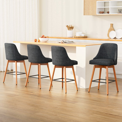 Artiss 4x Bar Stools Swivel Seat Wooden Charcoal-Furniture &gt; Bar Stools &amp; Chairs-PEROZ Accessories