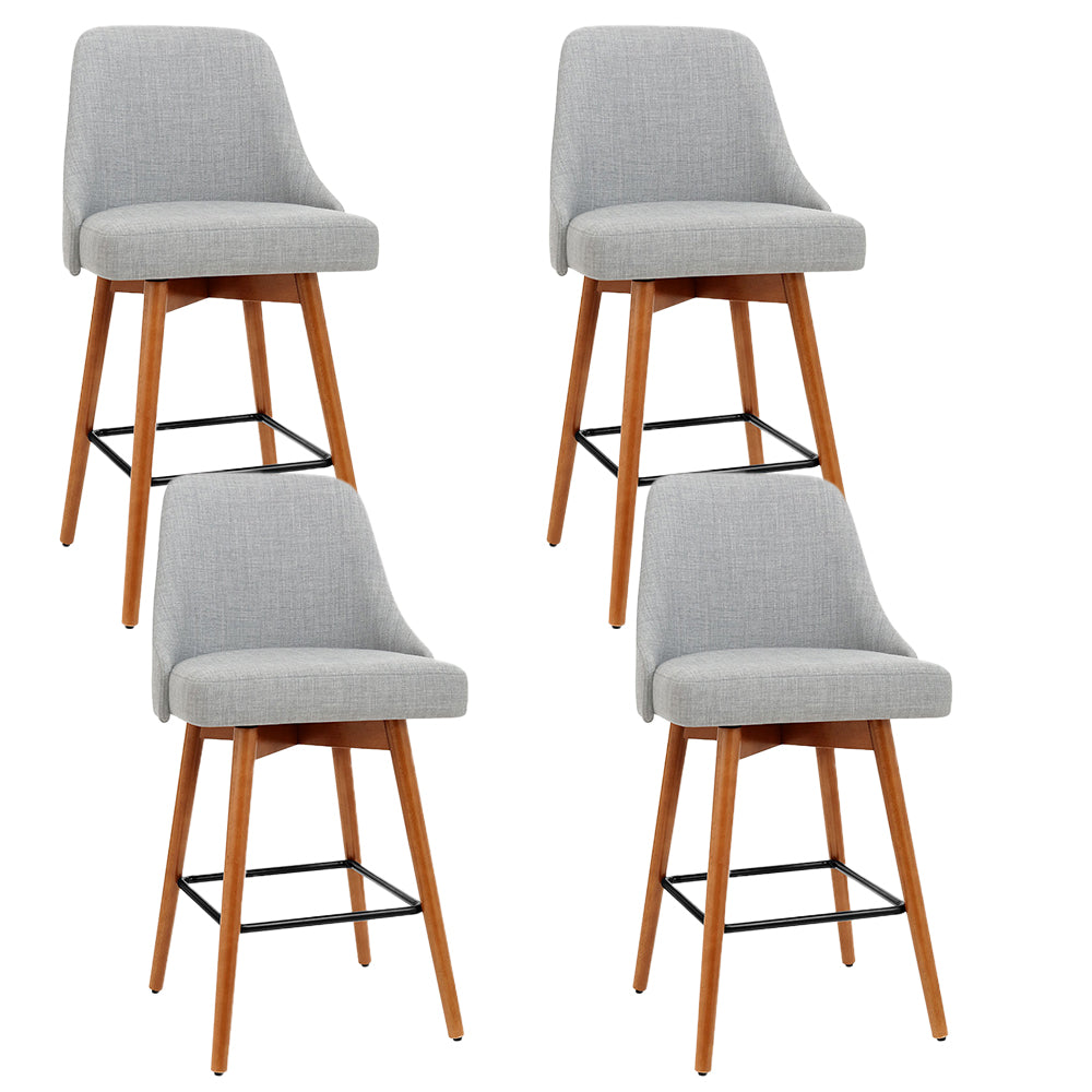 Artiss 4x Bar Stools Swivel Seat Wooden Grey-Furniture &gt; Bar Stools &amp; Chairs-PEROZ Accessories