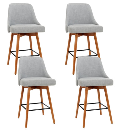 Artiss 4x Bar Stools Swivel Seat Wooden Grey-Furniture &gt; Bar Stools &amp; Chairs-PEROZ Accessories