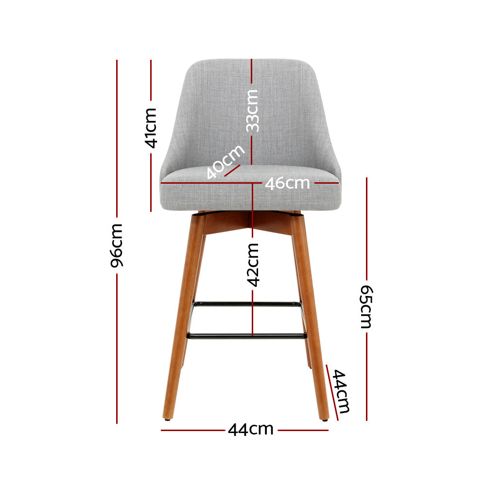 Artiss 4x Bar Stools Swivel Seat Wooden Grey-Furniture &gt; Bar Stools &amp; Chairs-PEROZ Accessories