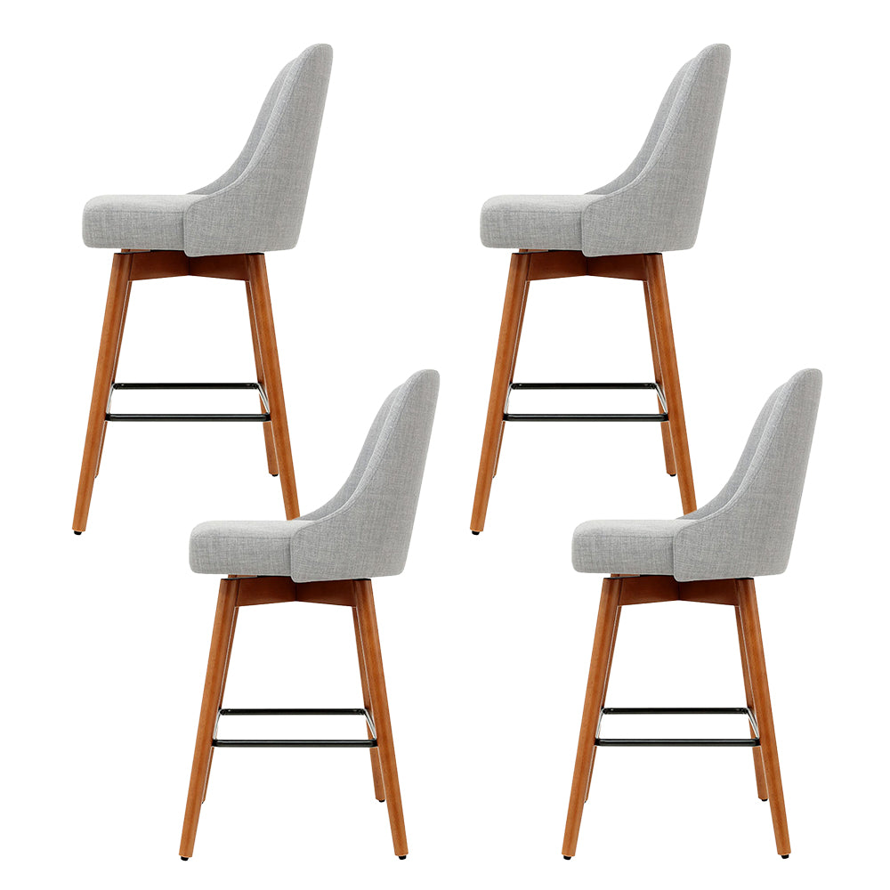 Artiss 4x Bar Stools Swivel Seat Wooden Grey-Furniture &gt; Bar Stools &amp; Chairs-PEROZ Accessories