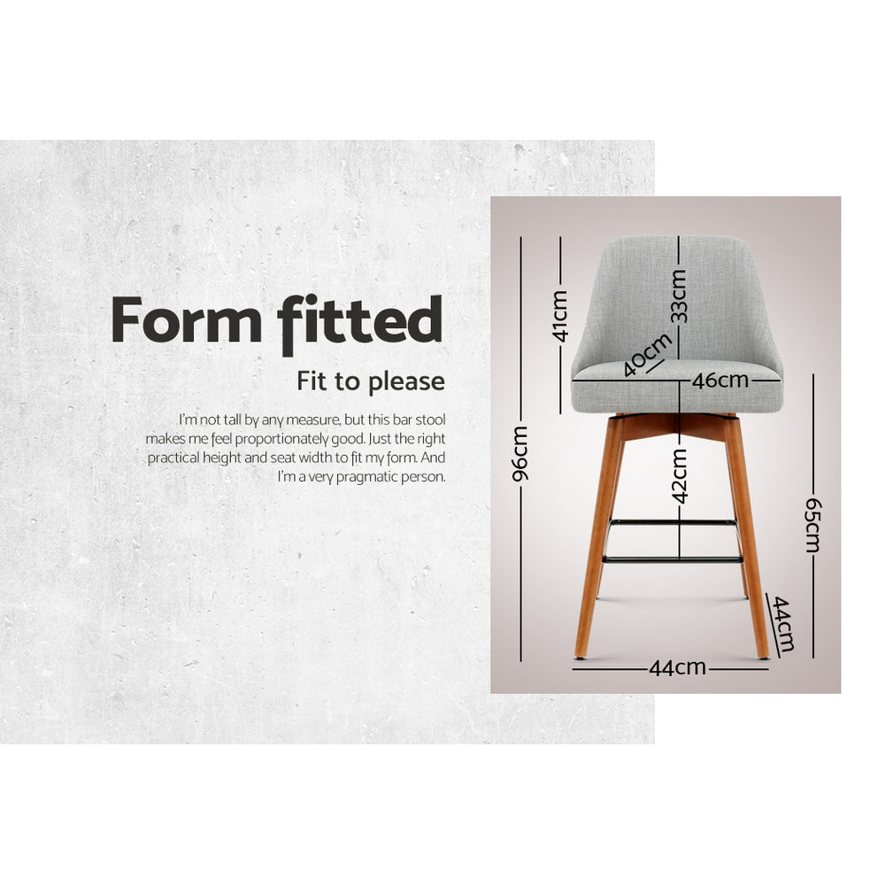 Artiss 4x Bar Stools Swivel Seat Wooden Grey-Furniture &gt; Bar Stools &amp; Chairs-PEROZ Accessories