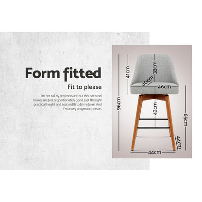 Artiss 4x Bar Stools Swivel Seat Wooden Grey-Furniture &gt; Bar Stools &amp; Chairs-PEROZ Accessories