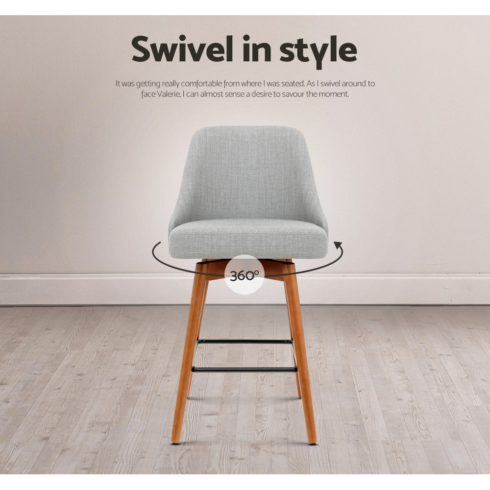 Artiss 4x Bar Stools Swivel Seat Wooden Grey-Furniture &gt; Bar Stools &amp; Chairs-PEROZ Accessories