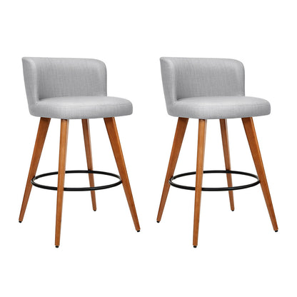 Artiss 2x Bar Stools Linen Padded Wooden Grey-Furniture &gt; Bar Stools &amp; Chairs-PEROZ Accessories