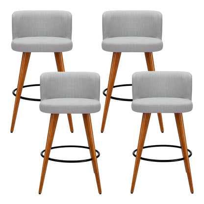 Artiss 4x Bar Stools Linen Padded Wooden Grey-Furniture &gt; Bar Stools &amp; Chairs-PEROZ Accessories