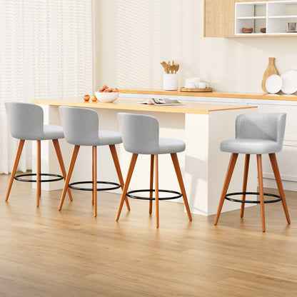 Artiss 4x Bar Stools Linen Padded Wooden Grey-Furniture &gt; Bar Stools &amp; Chairs-PEROZ Accessories