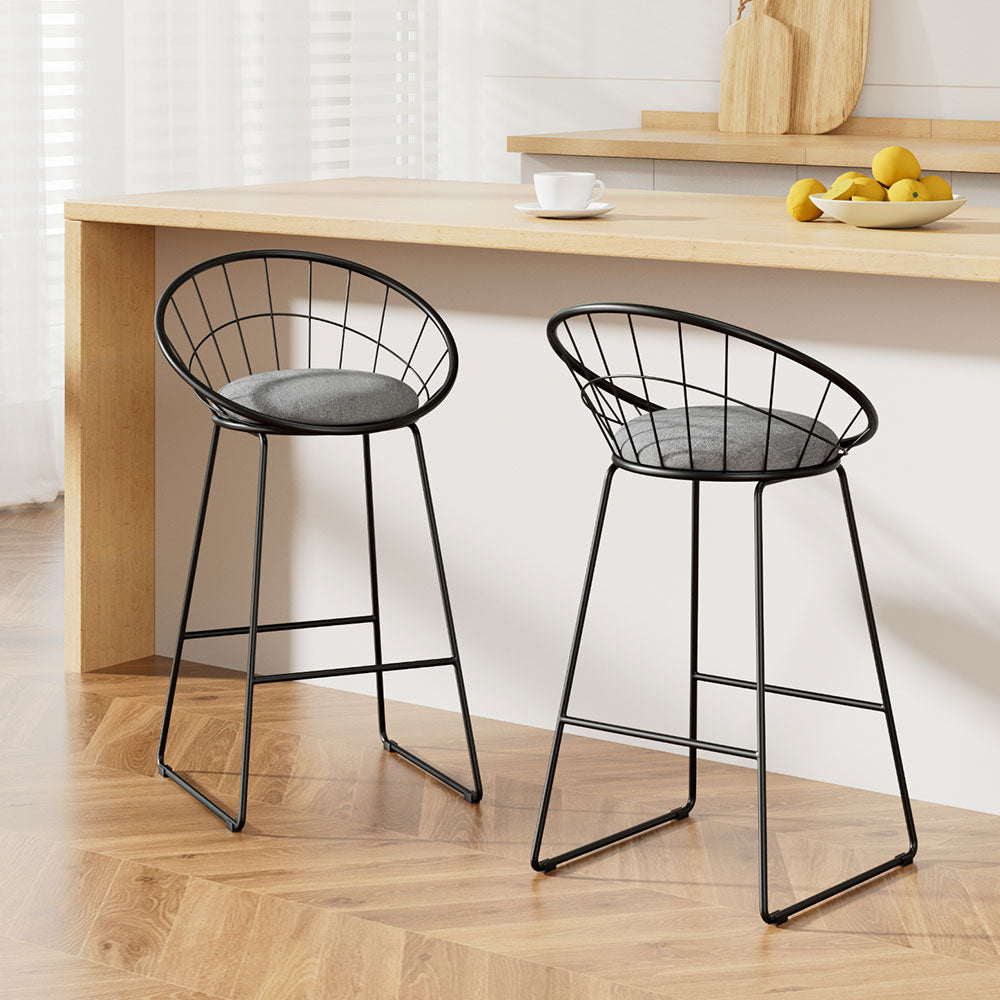 Artiss 2x Bar Stools Padded Seat Metal-Furniture &gt; Bar Stools &amp; Chairs-PEROZ Accessories