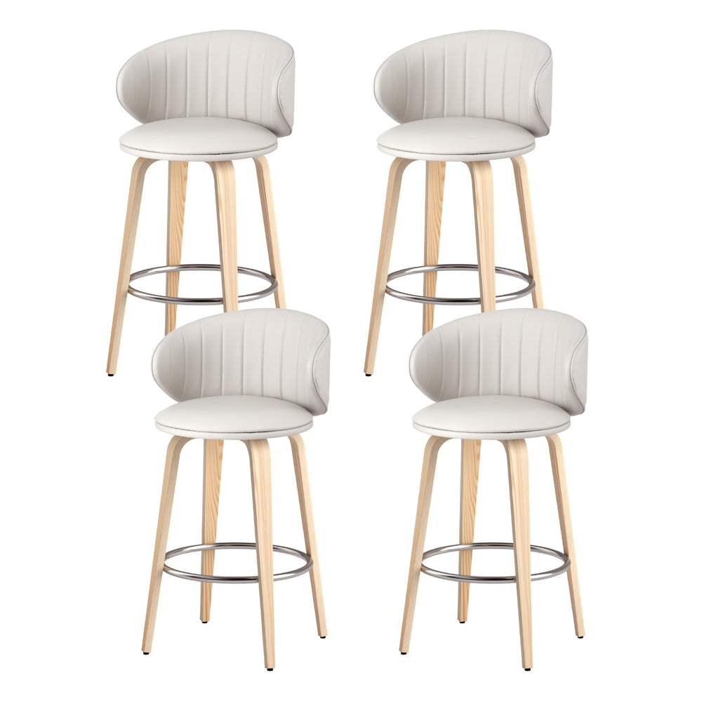 4x Artiss Bar Stools Dining Chairs Contoured Leather Wood Stool-Furniture &gt; Bar Stools &amp; Chairs &gt; Table &amp; Bar Stools-PEROZ Accessories