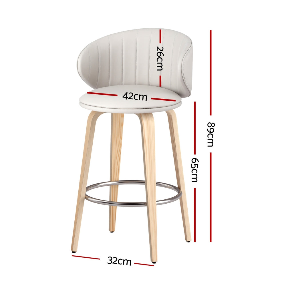 4x Artiss Bar Stools Dining Chairs Contoured Leather Wood Stool-Furniture &gt; Bar Stools &amp; Chairs &gt; Table &amp; Bar Stools-PEROZ Accessories