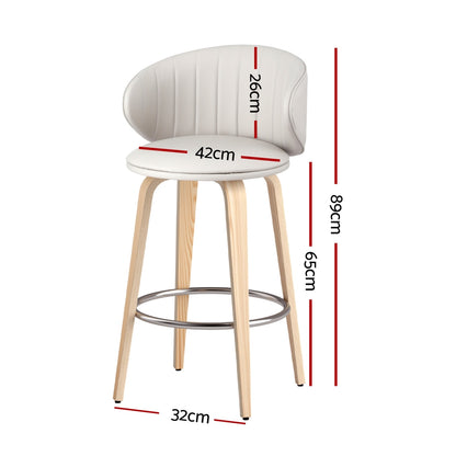 4x Artiss Bar Stools Dining Chairs Contoured Leather Wood Stool-Furniture &gt; Bar Stools &amp; Chairs &gt; Table &amp; Bar Stools-PEROZ Accessories