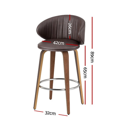 4x Artiss Bar Stools Dining Chairs Contoured Leather Wood Stool-Furniture &gt; Bar Stools &amp; Chairs &gt; Table &amp; Bar Stools-PEROZ Accessories
