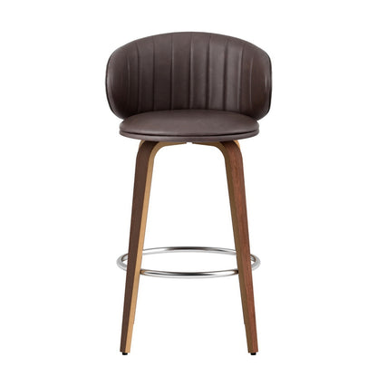 4x Artiss Bar Stools Dining Chairs Contoured Leather Wood Stool-Furniture &gt; Bar Stools &amp; Chairs &gt; Table &amp; Bar Stools-PEROZ Accessories