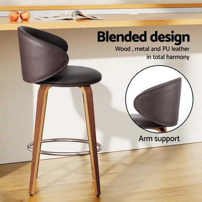 4x Artiss Bar Stools Dining Chairs Contoured Leather Wood Stool-Furniture &gt; Bar Stools &amp; Chairs &gt; Table &amp; Bar Stools-PEROZ Accessories