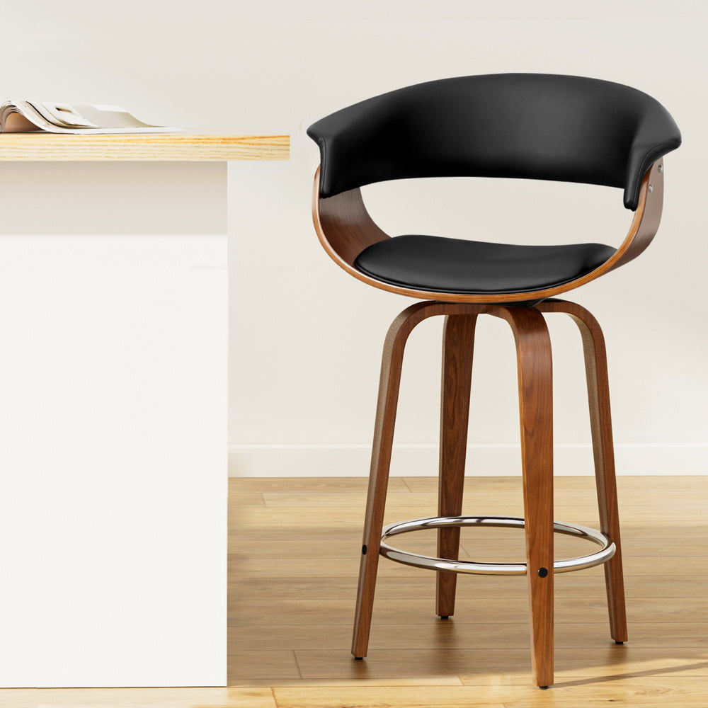 Artiss Bar Stools Swivel PU Seat Wooden-Bar Stools-PEROZ Accessories