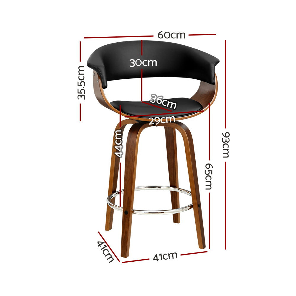 Artiss 2x Bar Stools Swivel PU Seat Wooden-Furniture &gt; Bar Stools &amp; Chairs-PEROZ Accessories