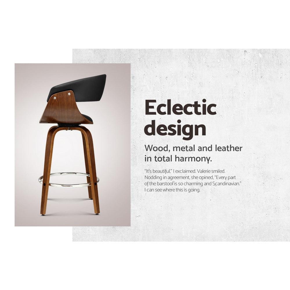 Artiss 2x Bar Stools Swivel PU Seat Wooden-Furniture &gt; Bar Stools &amp; Chairs-PEROZ Accessories