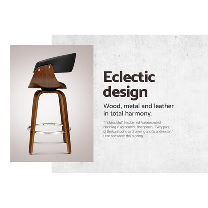 Artiss 2x Bar Stools Swivel PU Seat Wooden-Furniture &gt; Bar Stools &amp; Chairs-PEROZ Accessories