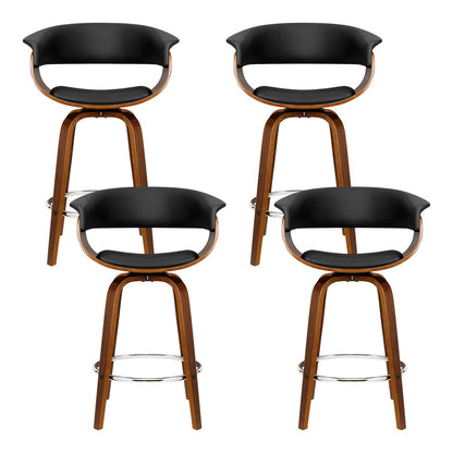 Artiss 4x Bar Stools Swivel PU Seat Wooden-Furniture &gt; Bar Stools &amp; Chairs-PEROZ Accessories