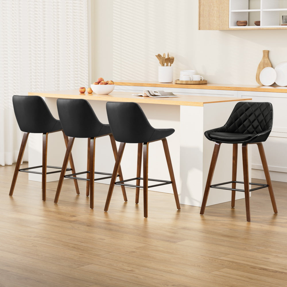 Artiss 4x Bar Stools PU Seat Wooden-Furniture &gt; Bar Stools &amp; Chairs &gt; Table &amp; Bar Stools-PEROZ Accessories