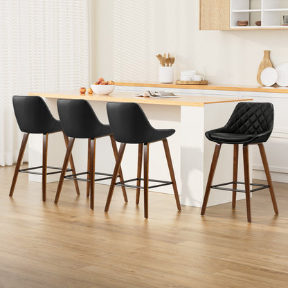 Artiss 4x Bar Stools PU Seat Wooden-Furniture &gt; Bar Stools &amp; Chairs &gt; Table &amp; Bar Stools-PEROZ Accessories