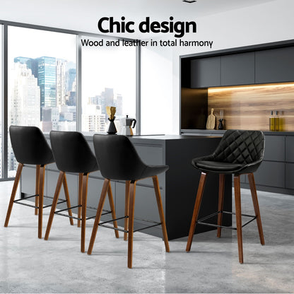 Artiss 4x Bar Stools PU Seat Wooden-Furniture &gt; Bar Stools &amp; Chairs &gt; Table &amp; Bar Stools-PEROZ Accessories