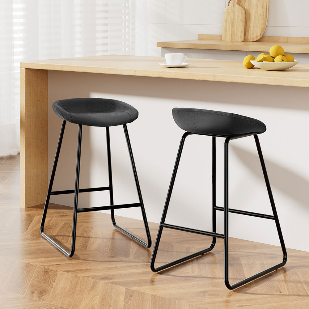 Artiss 2x Bar Stools Kitchen Dining Chairs Counter Stool PU Leather Metal-Furniture &gt; Bar Stools &amp; Chairs &gt; Table &amp; Bar Stools-PEROZ Accessories