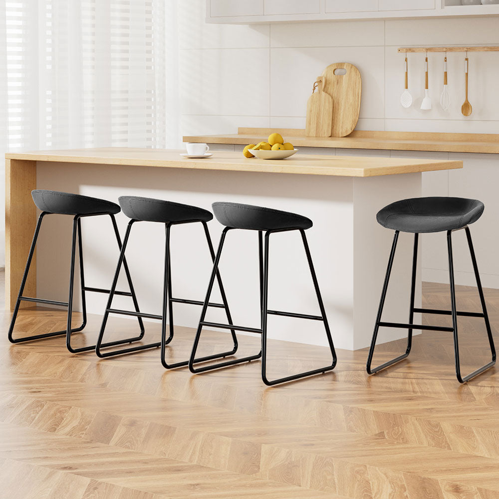 Artiss 4x Bar Stools Kitchen Dining Chairs Counter Stool PU Leather Metal-Furniture &gt; Bar Stools &amp; Chairs &gt; Table &amp; Bar Stools-PEROZ Accessories