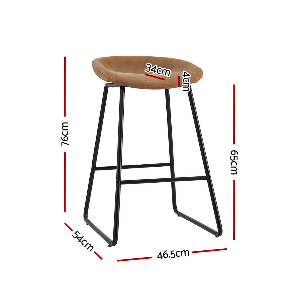 Artiss 4x Bar Stools Kitchen Dining Chairs Counter Stool PU Leather Metal Brown-Furniture &gt; Bar Stools &amp; Chairs &gt; Table &amp; Bar Stools-PEROZ Accessories