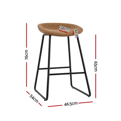 Artiss 4x Bar Stools Kitchen Dining Chairs Counter Stool PU Leather Metal Brown-Furniture &gt; Bar Stools &amp; Chairs &gt; Table &amp; Bar Stools-PEROZ Accessories