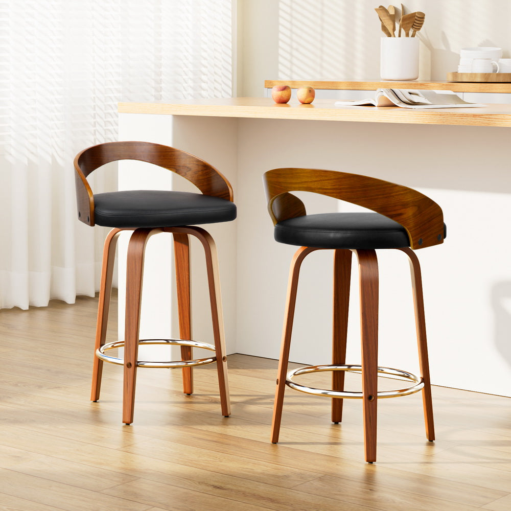 Artiss 2x Bar Stools Swivel Seat Curving Backrest-Furniture &gt; Bar Stools &amp; Chairs-PEROZ Accessories