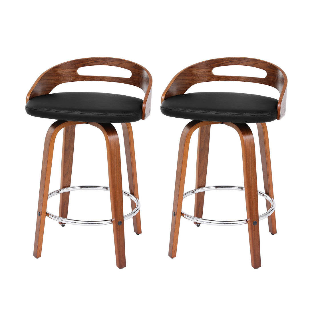 Artiss 2x Bar Stools Swivel Dining Chairs Low Back Counter Seat PU Cushion-Furniture > Bar Stools &amp; Chairs > Table &amp; Bar Stools-PEROZ Accessories