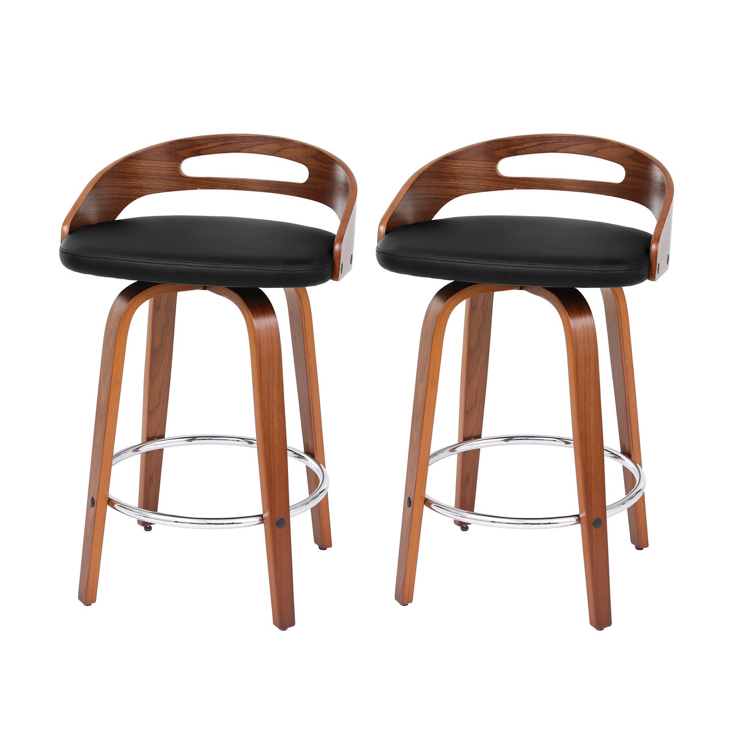 Artiss 2x Bar Stools Swivel Dining Chairs Low Back Counter Seat PU Cushion-Furniture > Bar Stools &amp; Chairs > Table &amp; Bar Stools-PEROZ Accessories
