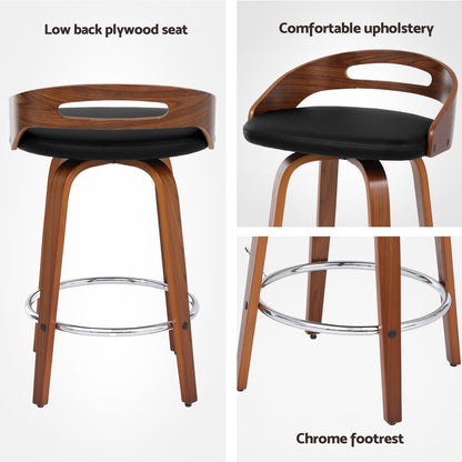Artiss 2x Bar Stools Swivel Dining Chairs Low Back Counter Seat PU Cushion-Furniture > Bar Stools &amp; Chairs > Table &amp; Bar Stools-PEROZ Accessories
