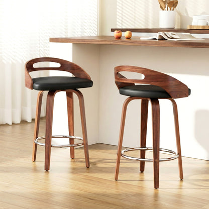 Artiss 2x Bar Stools Swivel Dining Chairs Low Back Counter Seat PU Cushion-Furniture > Bar Stools &amp; Chairs > Table &amp; Bar Stools-PEROZ Accessories